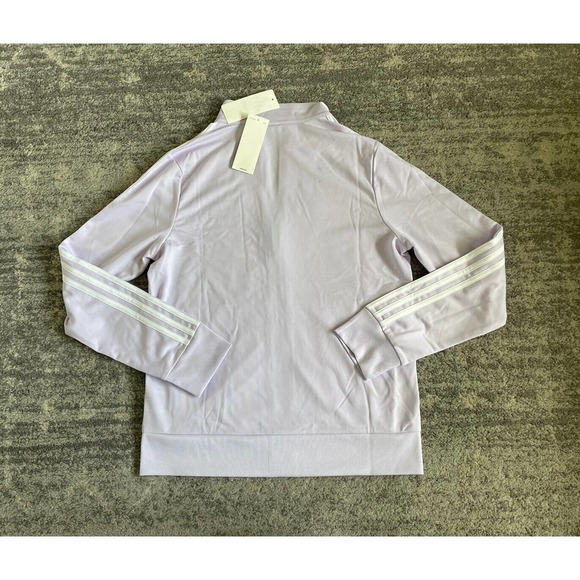Adidas Womens M Track Jacket Purple Full Zipper Pockets Striped Sleeve NWT P5 - Picture 2 of 10